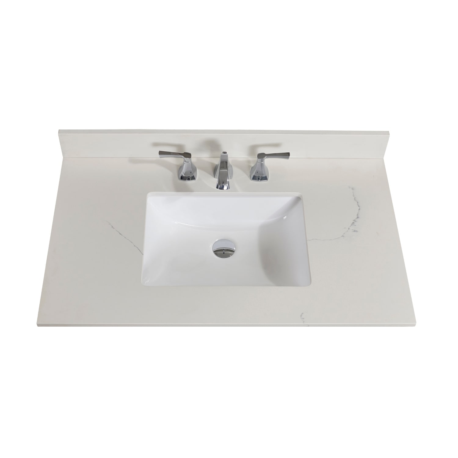 37" x 22" Engineer Marble Bathroom Vanity Top in Cararra White