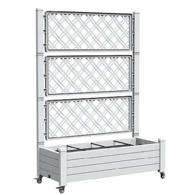 Raised Planter Bed with Trellis - 78L/21Gal Soil & 12.5L Water, 61.7-61.8 Inch Height Outdoor Planter
