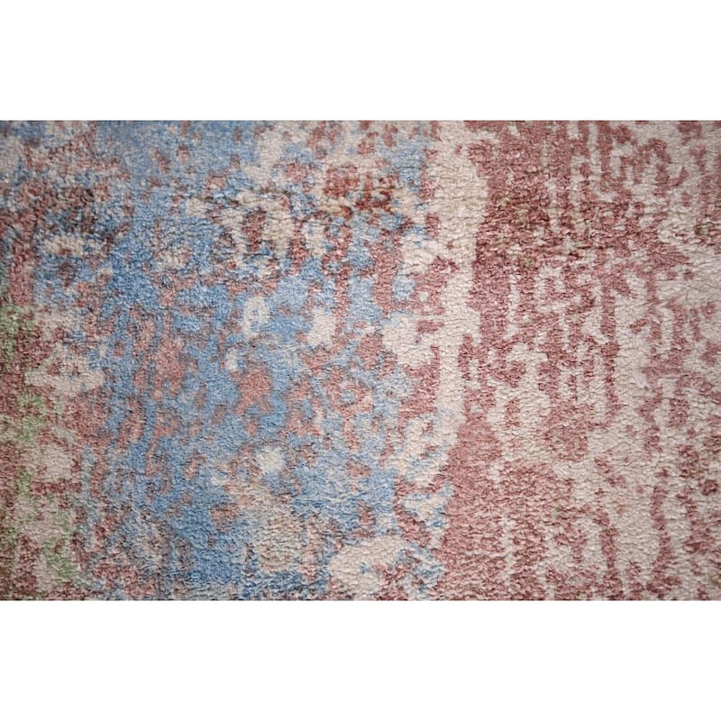 All-Over Abstract Indian Runner Rug Handmade Wool Carpet - 2'8"x 9'9"