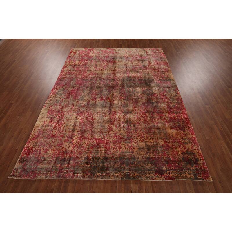 Abstract Area Rug Handmade Multi-Color Wool Carpet - 8'4"x 11'5"