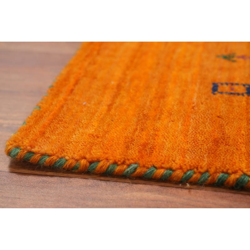 Hand Knotted Oriental 100% Wool Carpet Tribal Animal Pictorial Oranges & Rust Gabbeh Area Rug - 7' 8'' X 5' 2''
