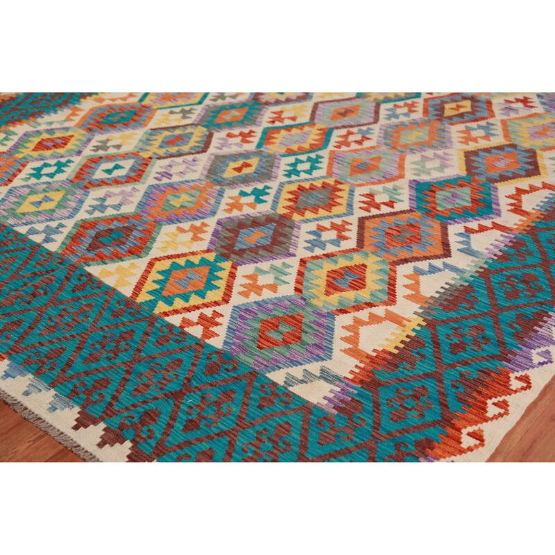 Kilim Oriental Area Rug Hand-Woven Southwestern Wool Carpet - 8'5"x 10'0"