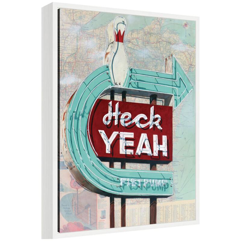 Kate and Laurel Heck Yeah by Krista V. Allenstein Framed Canvas Wall Art Print - 18 x 24