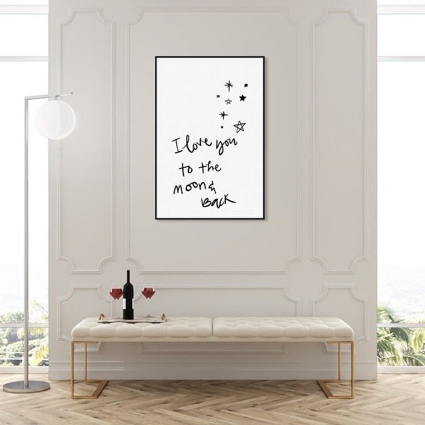 Oliver Gal 'Moon and Back and Stars' Typography and Quotes Wall Art Framed Canvas Print Family - Black, White. Opens flyout.
