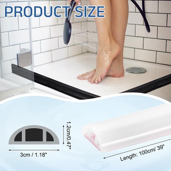dimension image slide 9 of 12, Shower Water Barrier, Silicone Splash Guard Shower