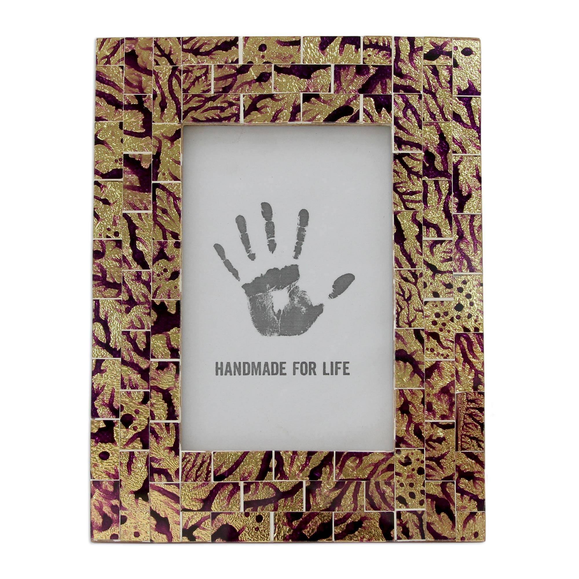 Novica Handmade Purple Ripples Glass Mosaic Photo Frame (4X6) Bed Bath & Beyond 34346933