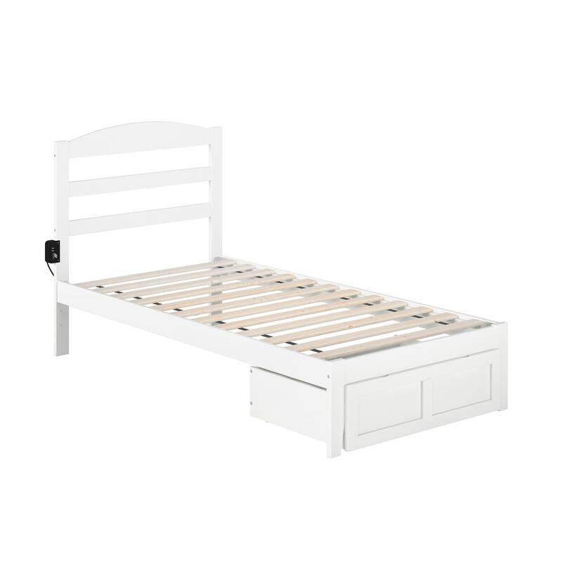 AFI Warren Platform Bed with Foot Drawer and Charging Station