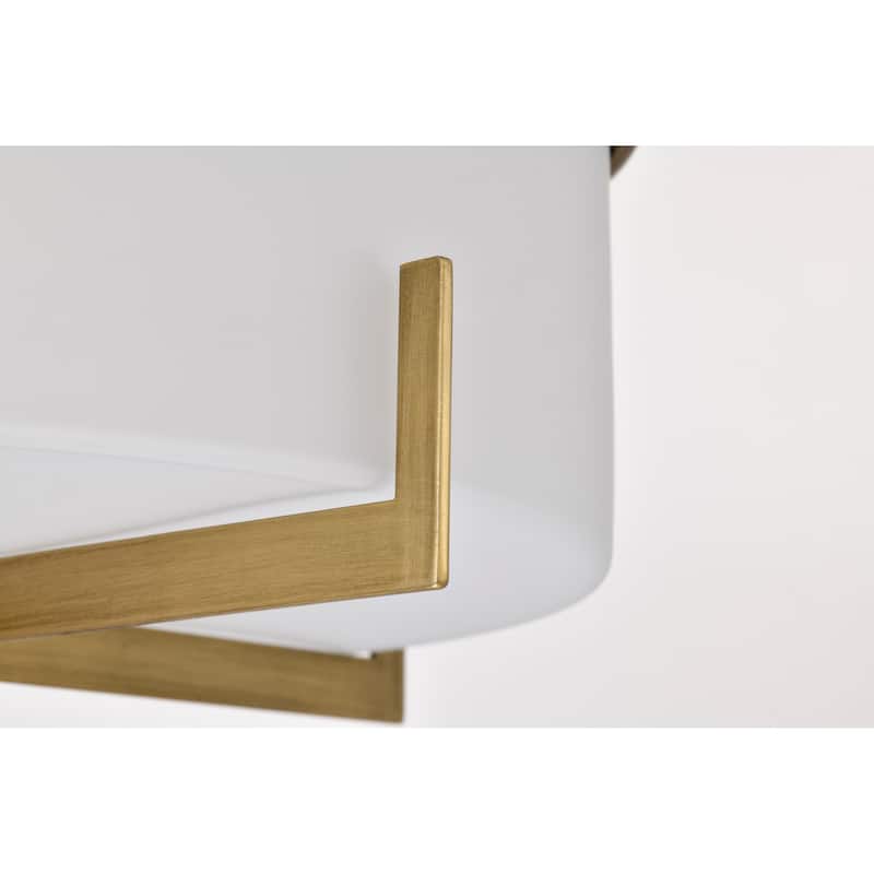 Roselle - 15 Inch Flush Mount - Natural Brass with White Glass - Natural Brass