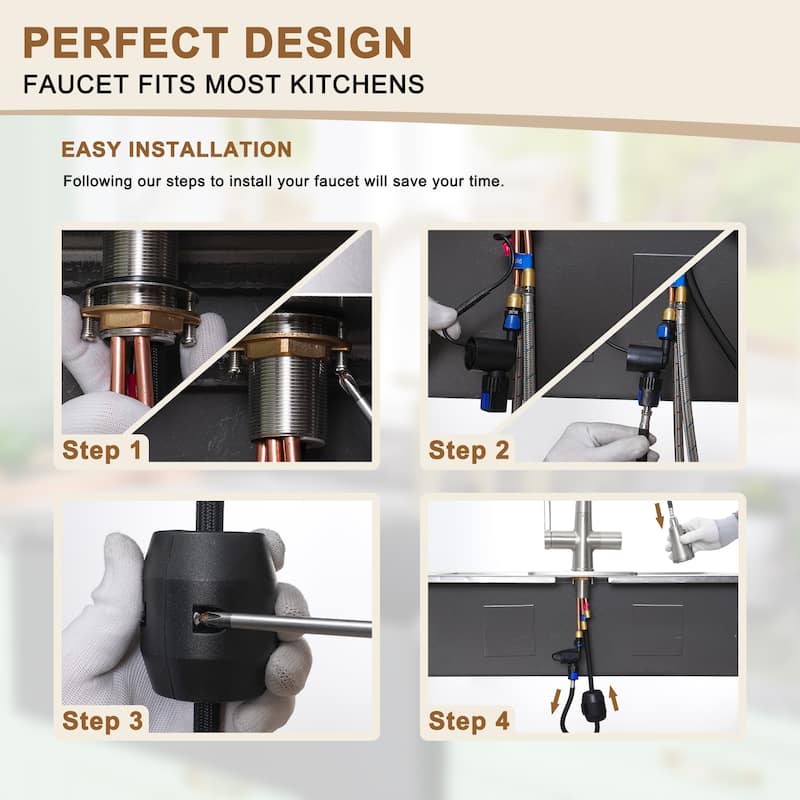 Single-Handle Pull-Out Sprayer Kitchen Faucet with Digital Display