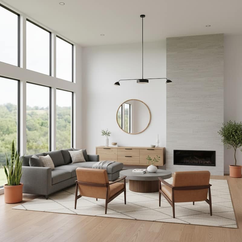 Burled Round Mirror - 30H x 30W x 1D