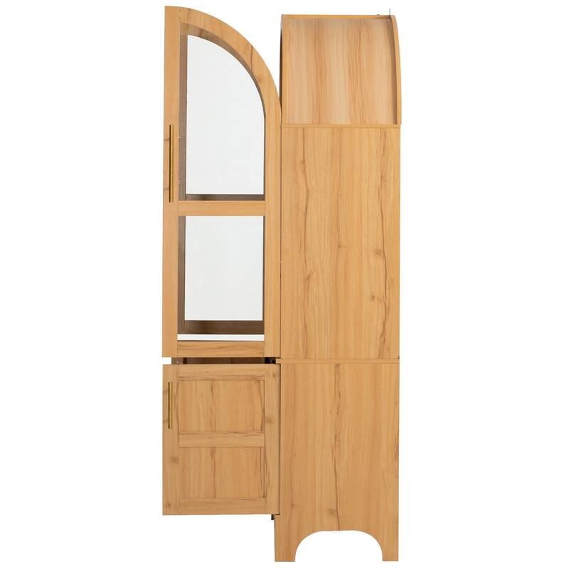 71" Tall Arched Kitchen Pantry Cabinet with Adjustable Shelves and Hidden Drawer for Stylish Storage Solutions