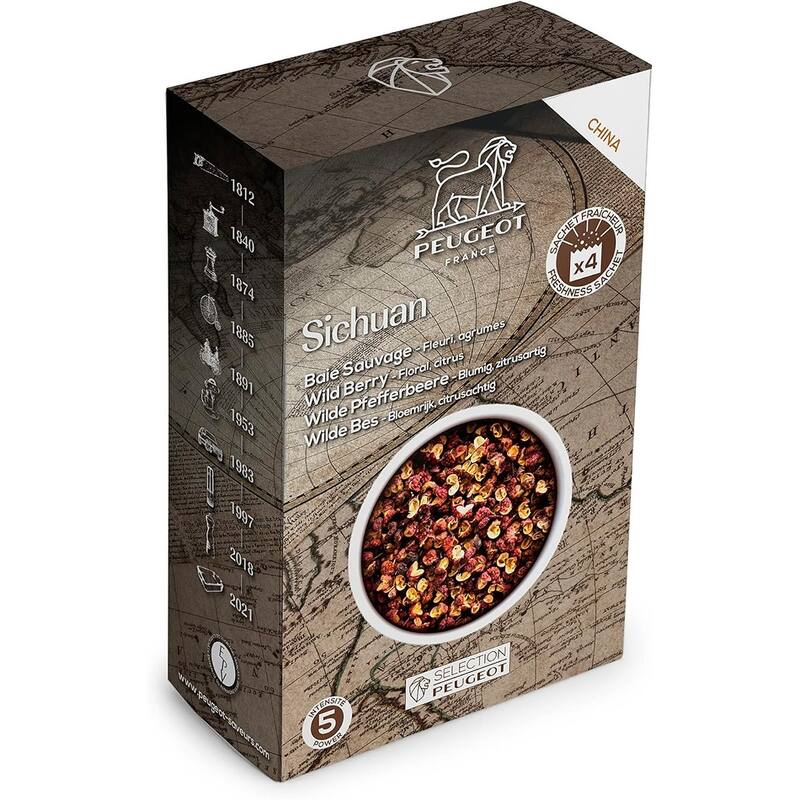 Peugeot Sichuan Chinese Red Peppercorns, 40 g - 4 fresh sachets of 10g - 1 Piece