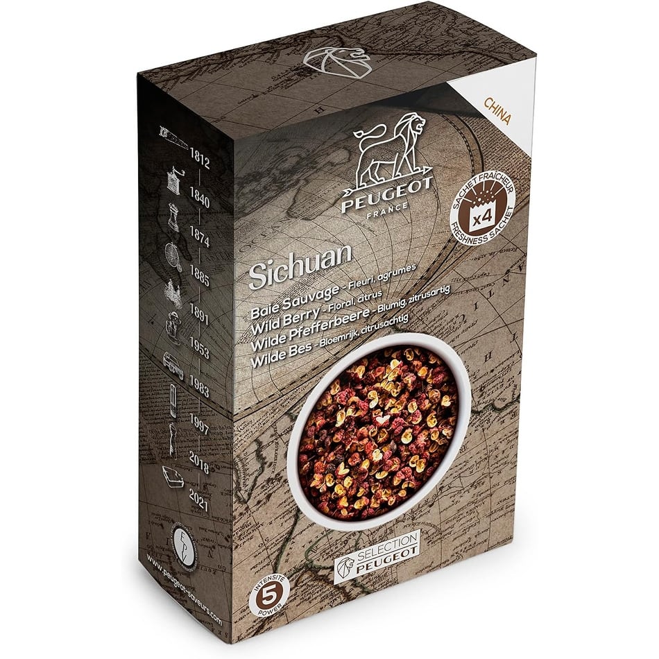 Peugeot Sichuan Chinese Red Peppercorns, 40 g - 4 fresh sachets of 10g