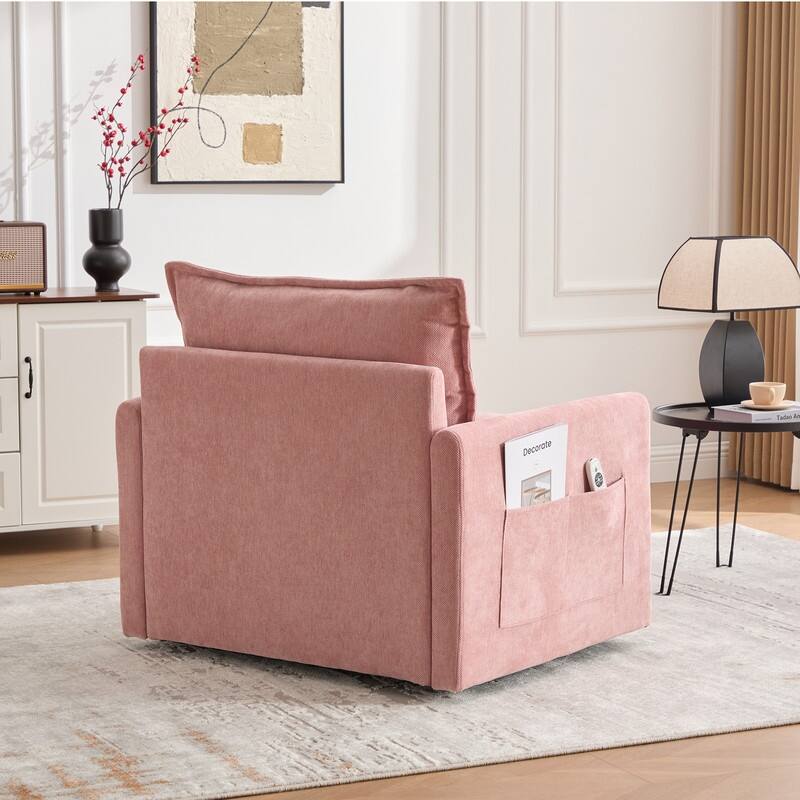 36.22" Chenille Upholstered Single Swivel Chair