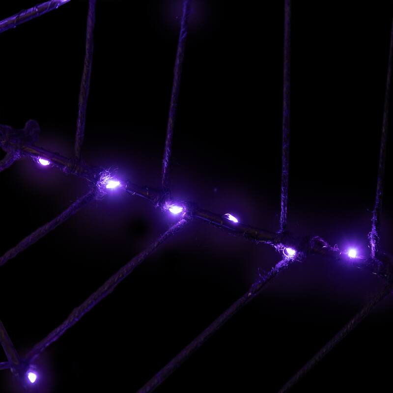 16" Lighted Black B/O Spider Web Halloween Decoration with Purple LED