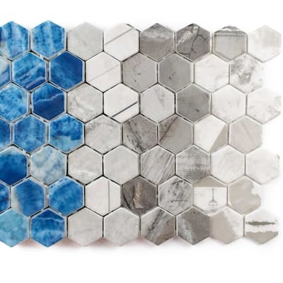 Eterna Hex 2x2 Glass Hexagon Mosaic Tile - Floor, Wall, Backsplash