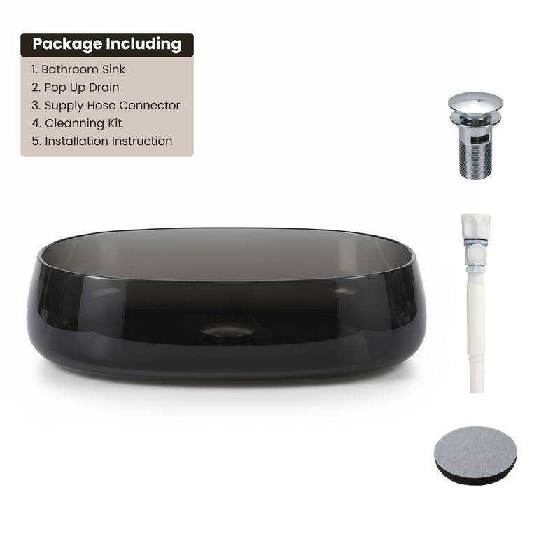 Transparent Resin Vessel Bathroom Sink Included Pop-up Drain and Drain Hose, Modern Above Counter Wash Basin with Center Drain