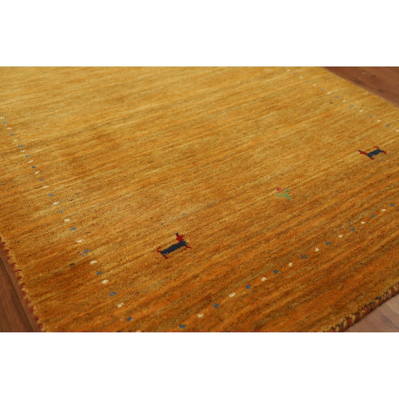 Little Animals Yellow Gabbeh Indian Rug Handmade Wool Carpet - 2'10" x 4'10" - 2'10" x 4'10" - Yellow