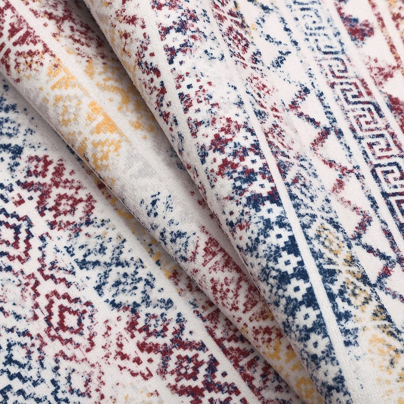 Garvee Moroccan Geometric Machine Washable Area Rug