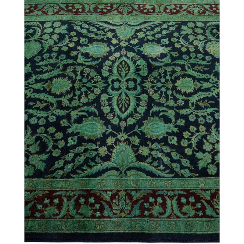Overton Hand Knotted Wool Vintage Inspired Modern Contemporary Overdyed Black Area Rug - 3' 1" x 5' 5"