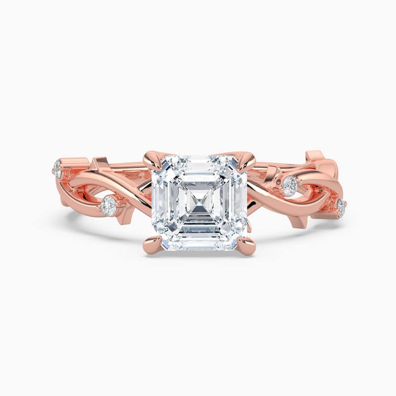 Auriya 14K Gold Lab Grown Diamond Asscher Cut Twisted Vine Engagement Ring 1.03 - 5.03ct. tw. (F-G, VS) - 4.00 carats - 4.5 - Rose