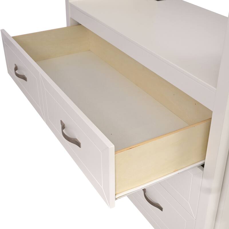 Furniture of America Elyra Modern Twin Over Full 3-in-1 White Solid Pinewood Loft Bed with Bookcase, Desk and USB Port