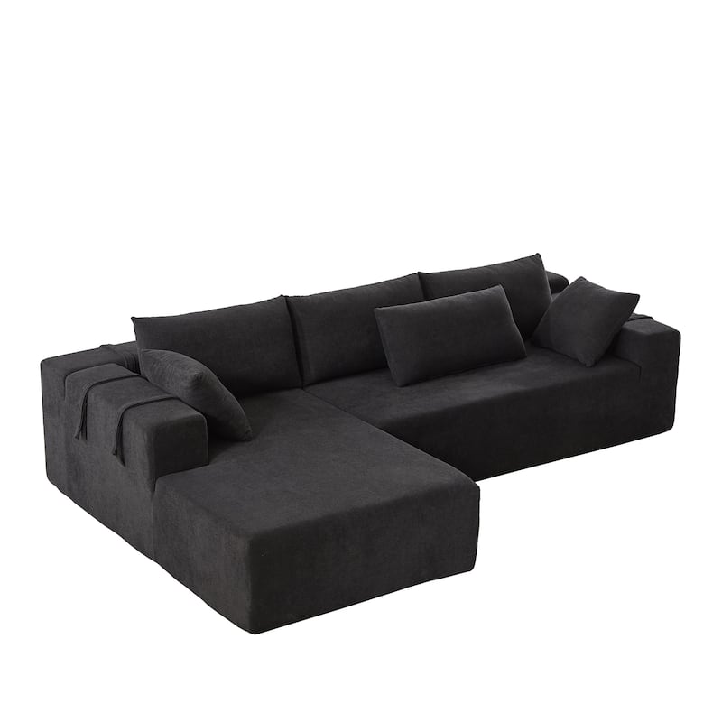 108"Chenille Modular Sectional Sofa with 6 Pillows, L-Shaped Free Combination Design, and No Assembly Required
