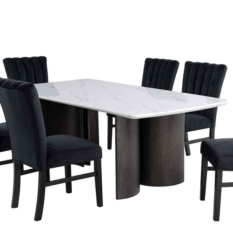 Furniture of America Galei Modern Faux Marble Top 78-inch Dining Table