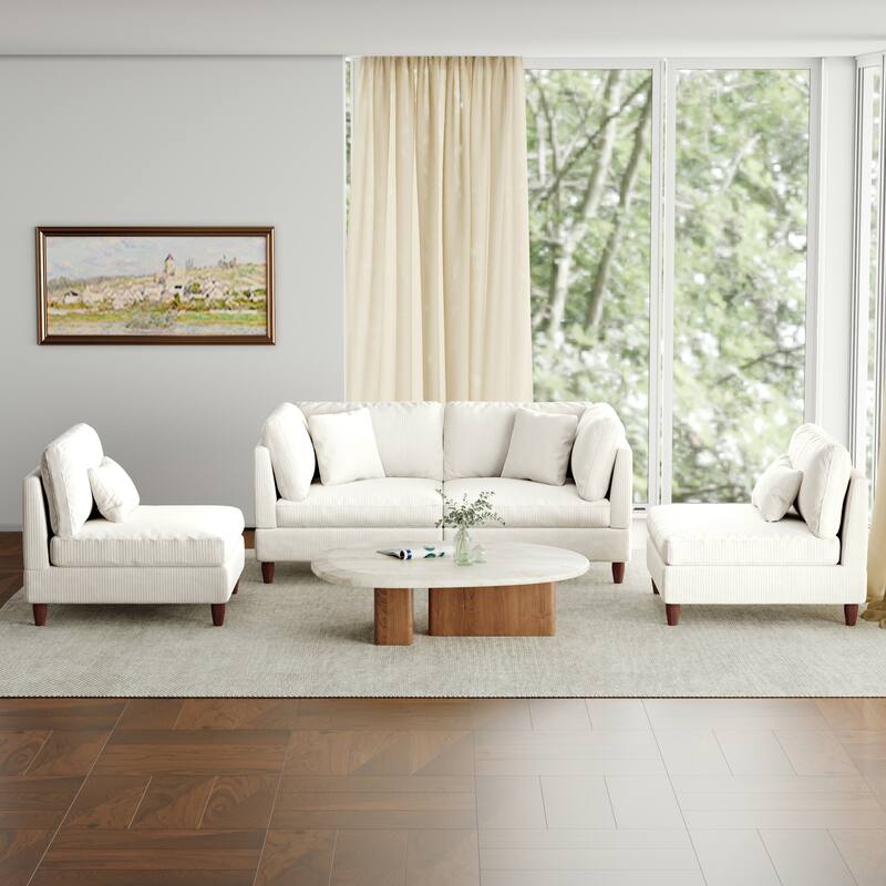 4-Piece Oversized Reversible Upholstered Sectional Modular Sofa