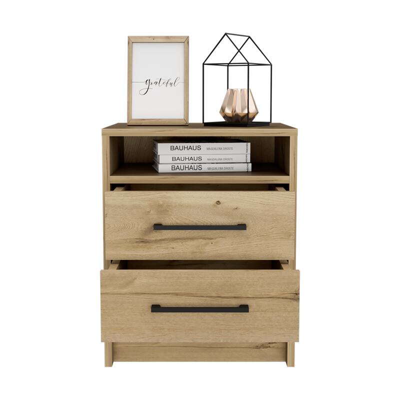 Philadelphia Nightstand with Two Drawers and Concealed Shelf