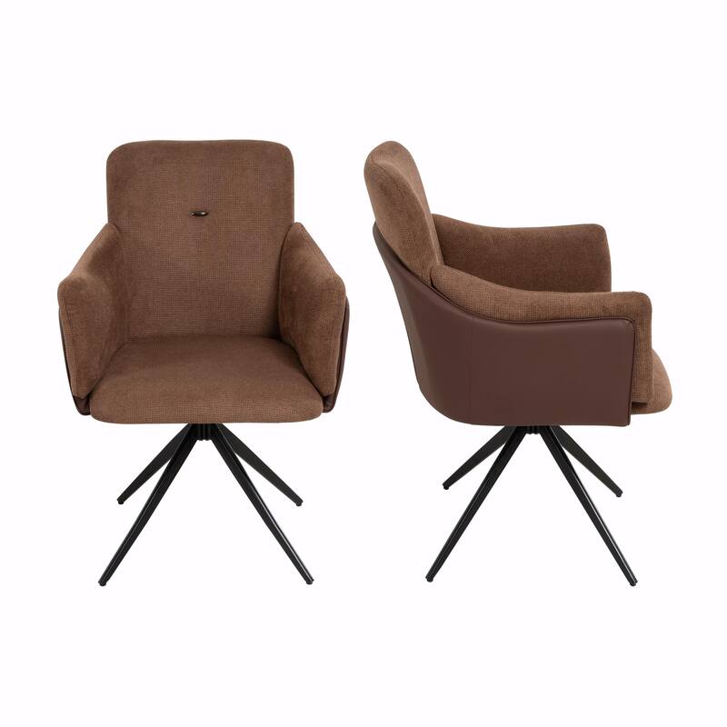 360° Swivel Home Office Desk Chairs Set of 2, Dining Chairs with Arm