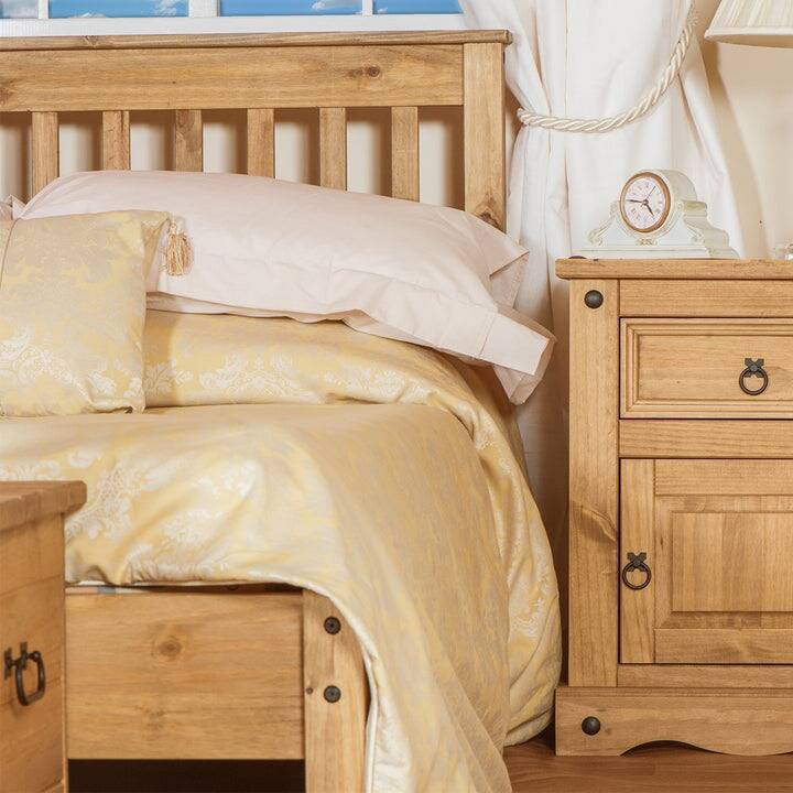 Wood Slatted Full Double Size Bed Corona Collection | Furniture Dash
