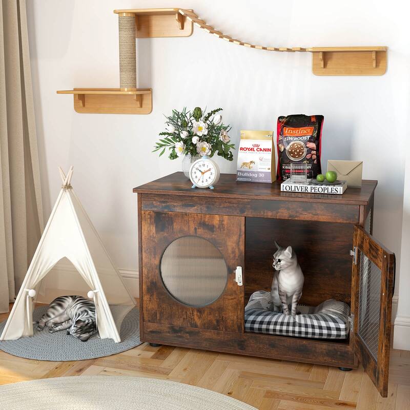 Costway Furniture Style Dog Crate for Small Medium Dogs Translucent - See Details