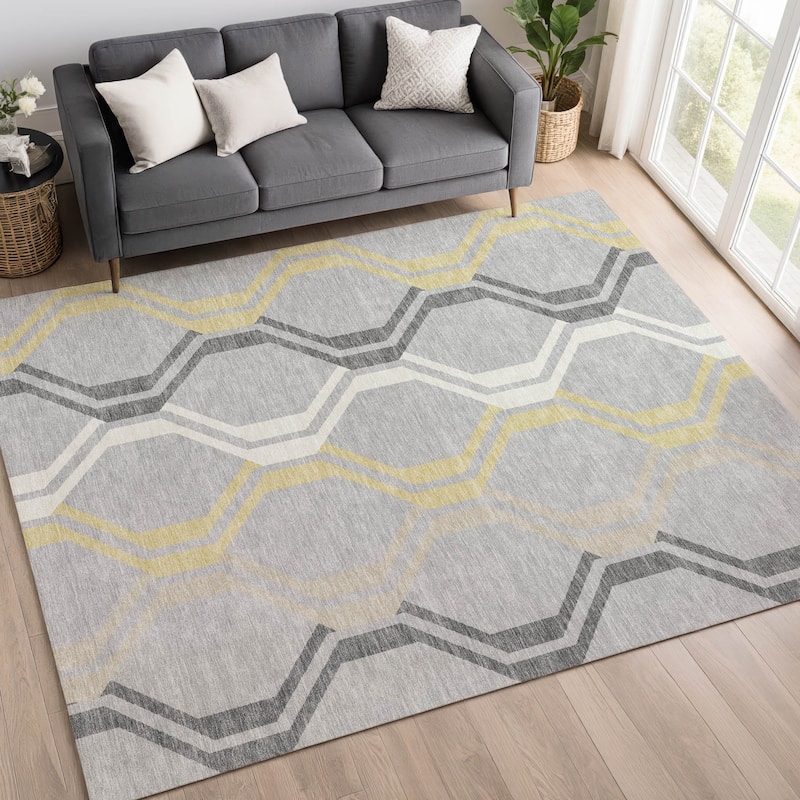Machine Washable Indoor/ Outdoor Contemporary Dimensions Chantille Rug