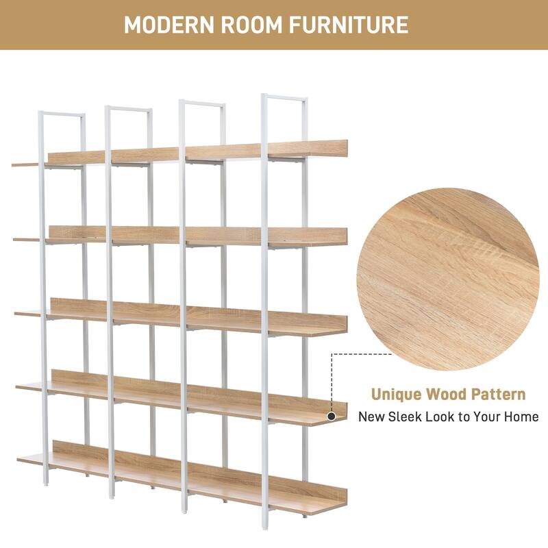 5 Tier Bookcase Home Office Open Bookshelf - 70.90* 11.80 * 70.90