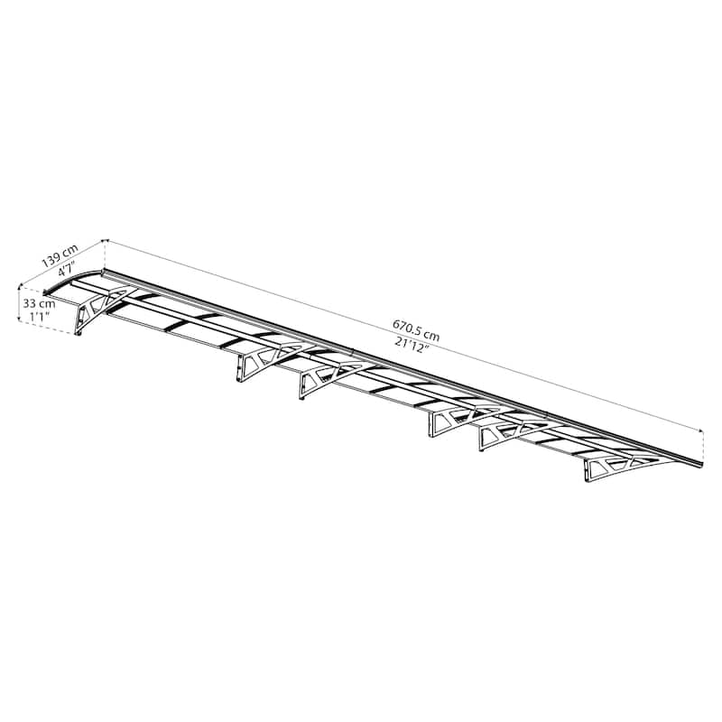 Amsterdam 5 ft. Gray/Clear Door and Window Fixed Awning