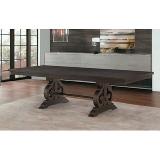 104" Brown Solid Wood Trestle Base Dining Table - Bed Bath & Beyond ...