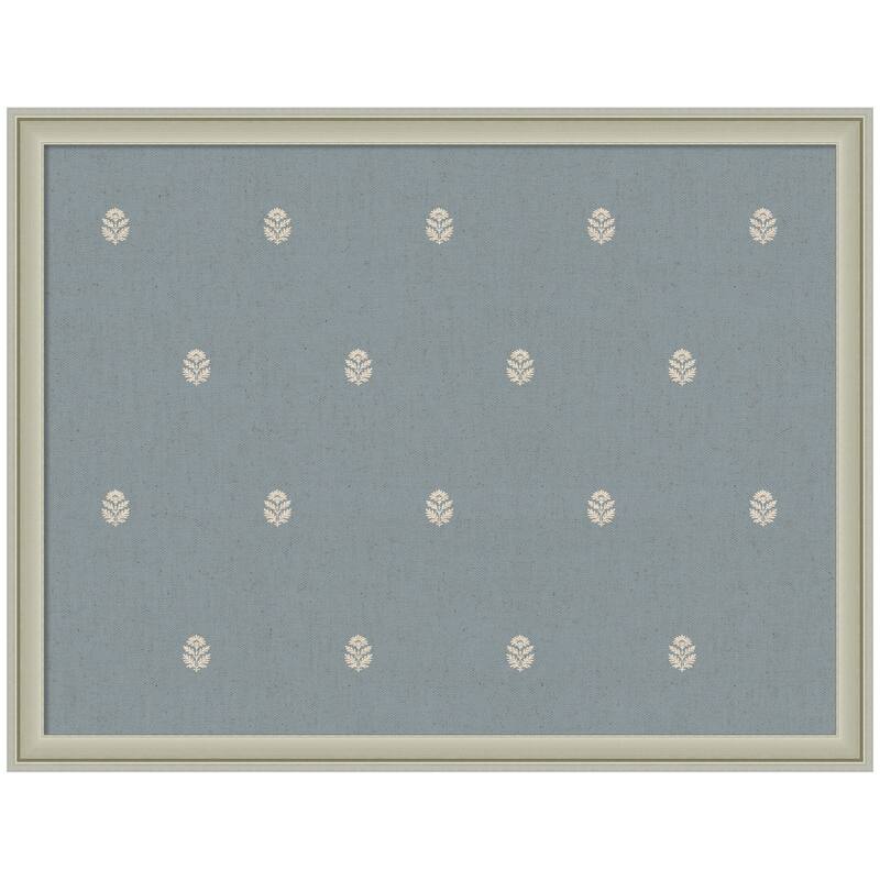 Kate and Laurel Pinboard Blue Botanical Block Print - 26x20 - Florence Silver