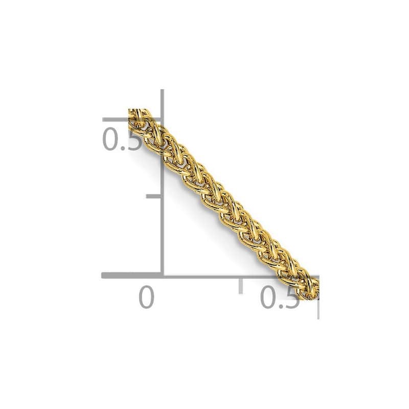 Curata Women's 14k Yellow Gold 2.00mm Wheat Anklet - 10 Inch - Lobster Claw