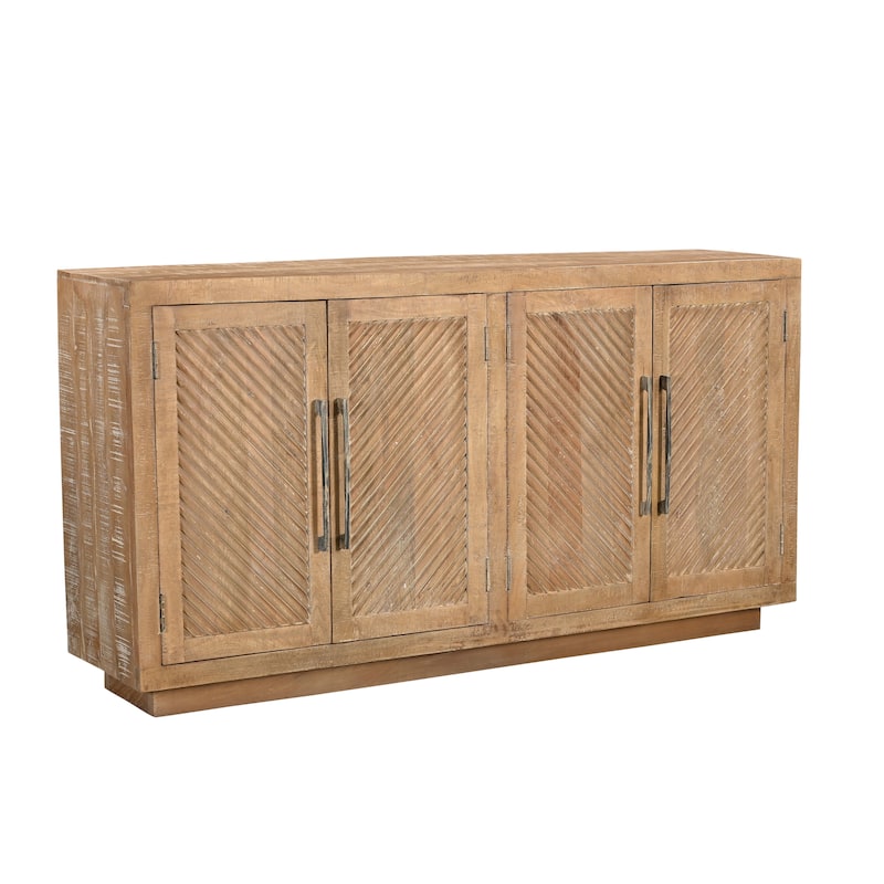Sydney 4-door Carved Solid Wood Sideboard - Beige