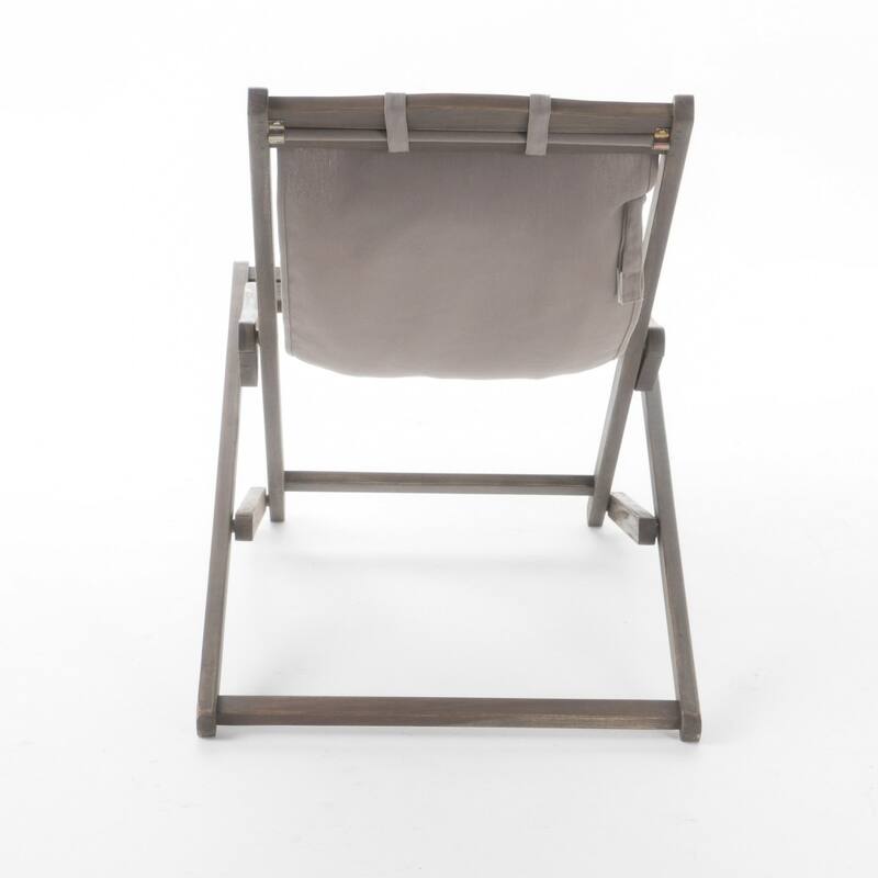 Canvas sling chair with wooden frame and pillow, set of 2