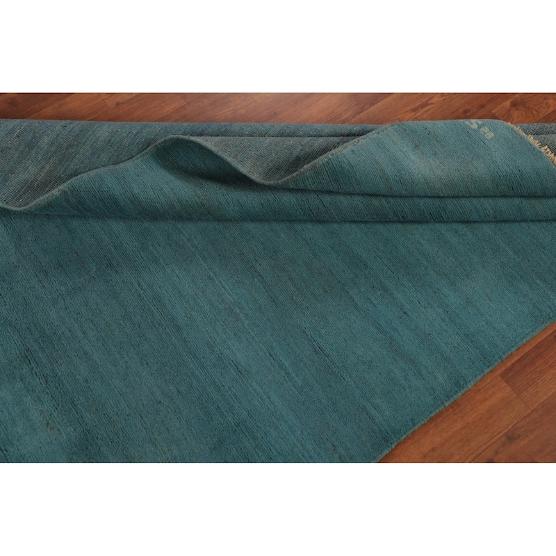 Modern Teal Gabbeh Oriental Area Rug Handmade Wool Carpet - 3'11" x 5'8"