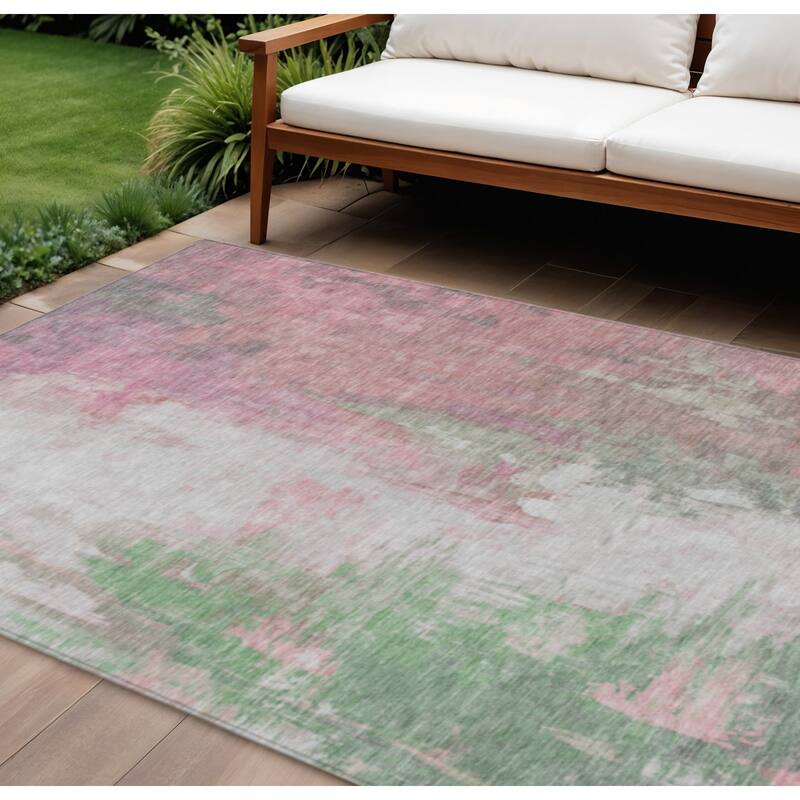 HomeRoots Abstract Transitional Rectangle Outdoor Rug - 10' X 14'
