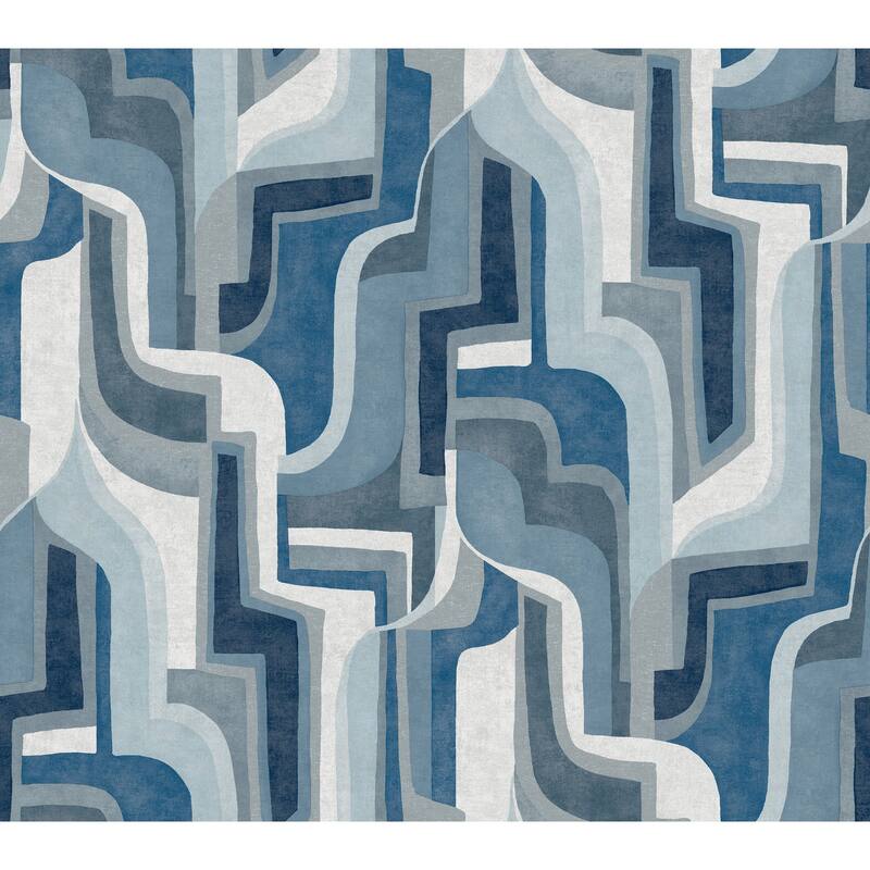 A-Street Prints Tulum Blue Surreal Shapes Wallpaper