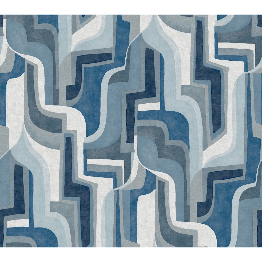 A-Street Prints Tulum Blue Surreal Shapes Wallpaper