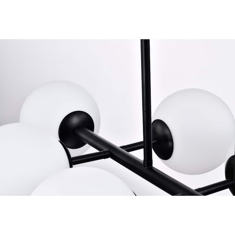 Yannick 38 Inch Modern Sputnik Style Ceiling Lighted Chandelier Matte Black Finish 8-Light - N/A