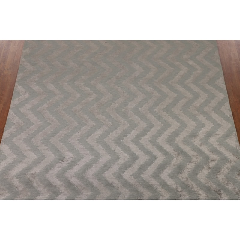 Chevron Style Modern Area Rug Handmade Contemporary Wool Carpet - 8'0"x 9'9"
