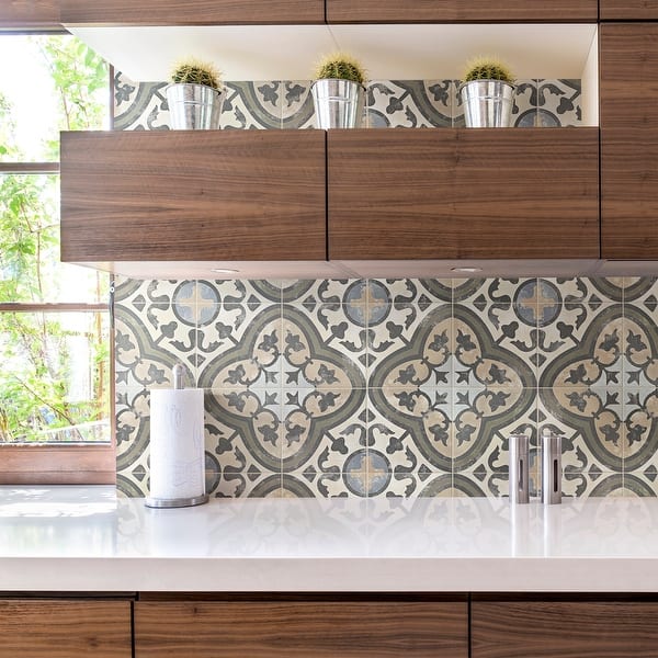 Merola Tile Arte Evoque Carthusian 9-3/4 in. x 9-3/4 in. Porcelain Floor and Wall Tile Merola Tile Arte Evoque Carthusian 9-3/4 in. x 9-3/4 in. Porcelain Floor and Wall Tile