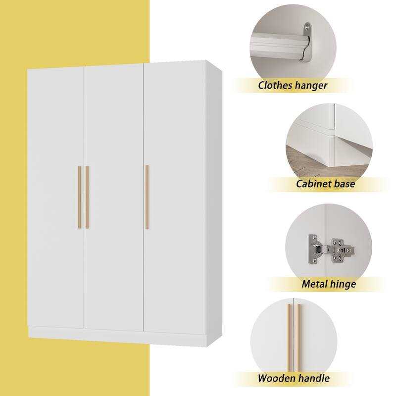 Wardrobe Armoire Wooden Closet Cabinet 6 Storage Cube and Hanging Rod