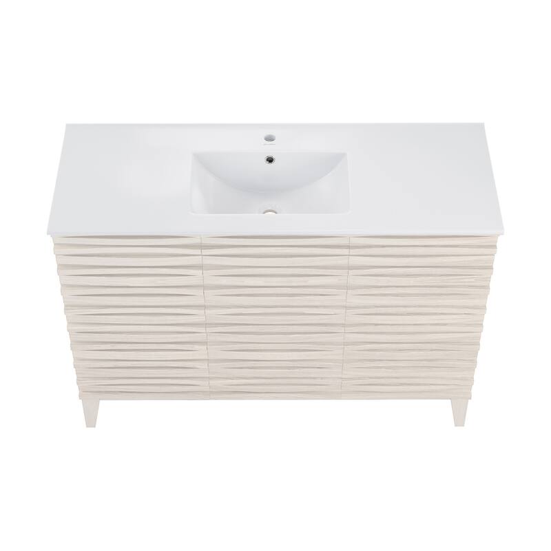 Cascade 48" Freestanding Bathroom Vanity In White Oak With Sink Top - 48